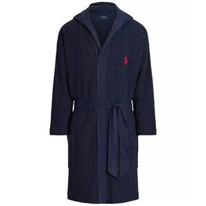 Polo Ralph Lauren Men Thermal Hooded Robe Cruise Navy BLUE - XL  - BRAND NEW